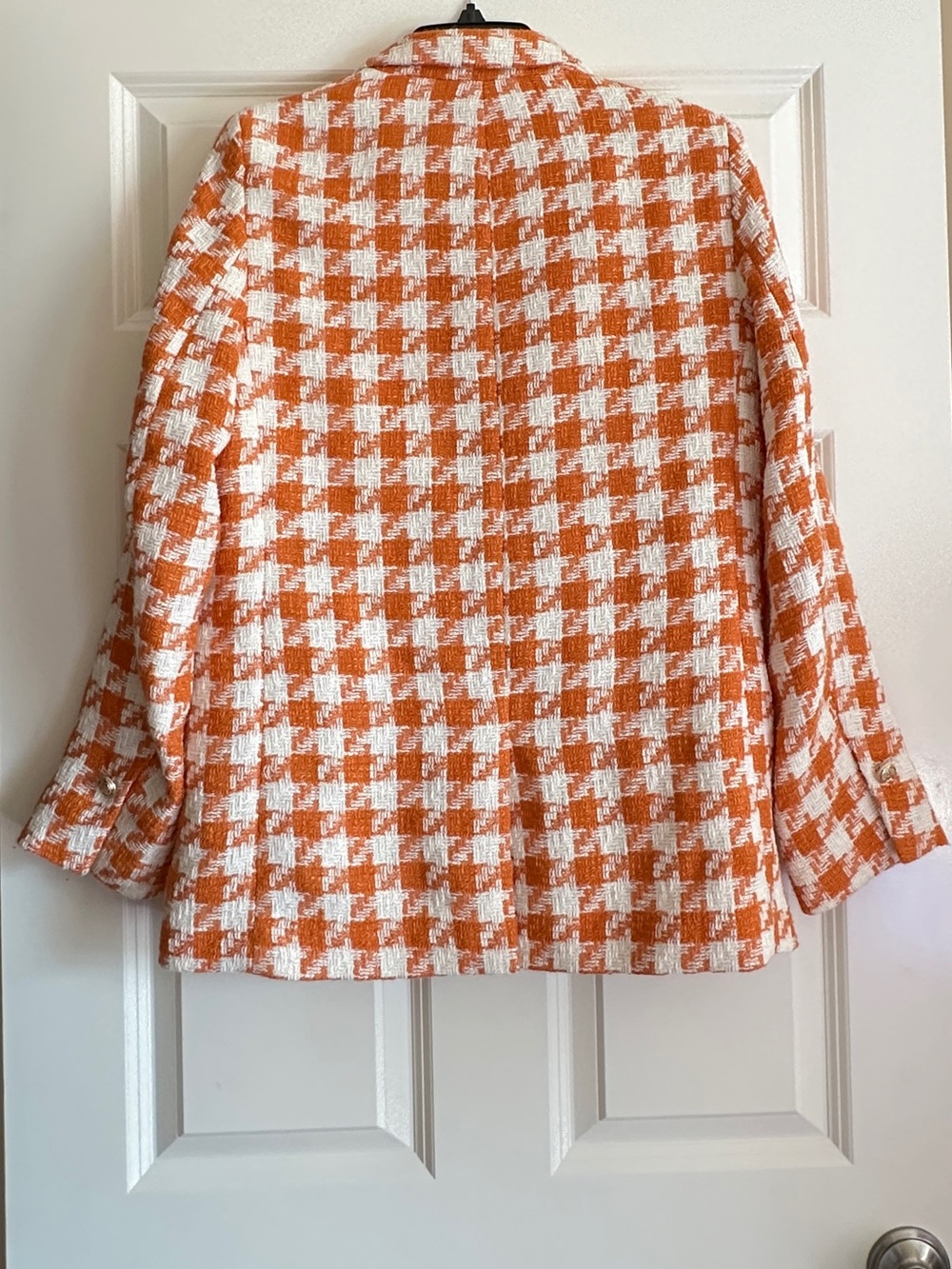 H&M Orange & White Checked Tweed Blazer - Picture 10 of 12